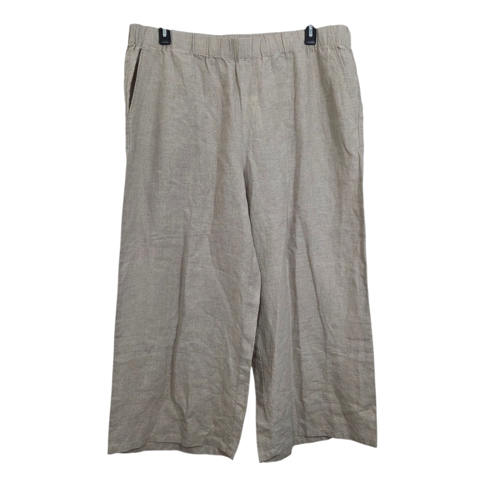NWT Eileen Fisher Organic Linen Wide-Leg Pant Easy Fit Natural Beige Size XL